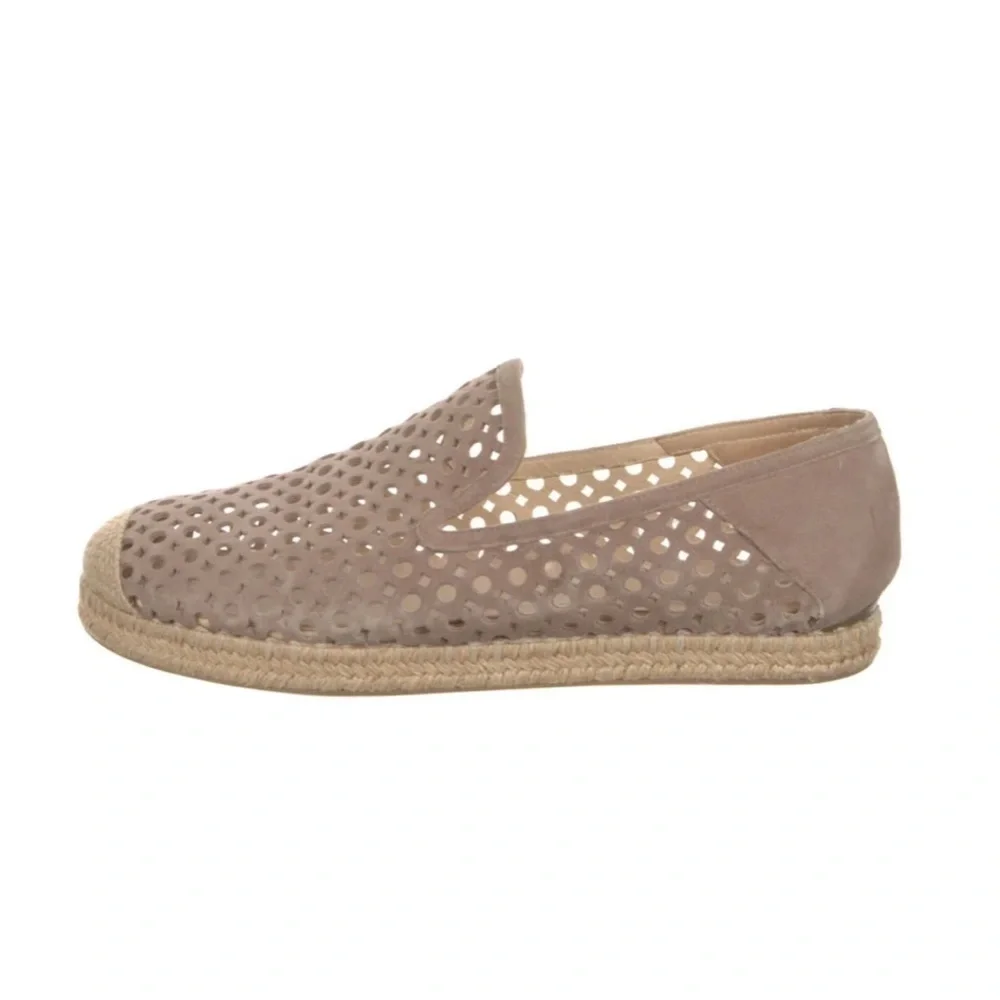 Stuart Weitzman Suede Lasercut‎ Accents Espadrilles Shoes in Taupe Size 7.5